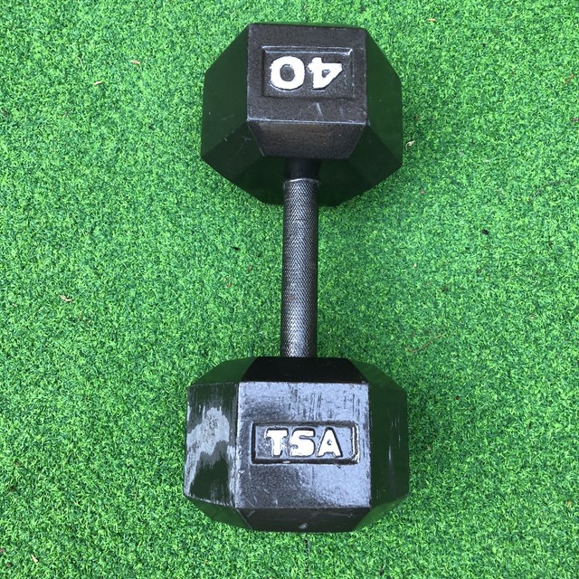 40 Lb Dumbbells TSA Cast Iron Set 1 Only Hex