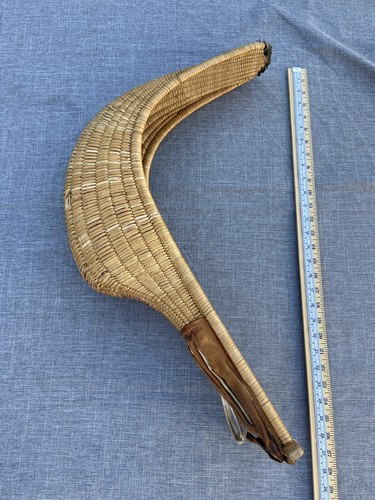 Vintage Jai Alai Cesta Wicker Rattan Basket Scoop Leather Glove Sports Decor