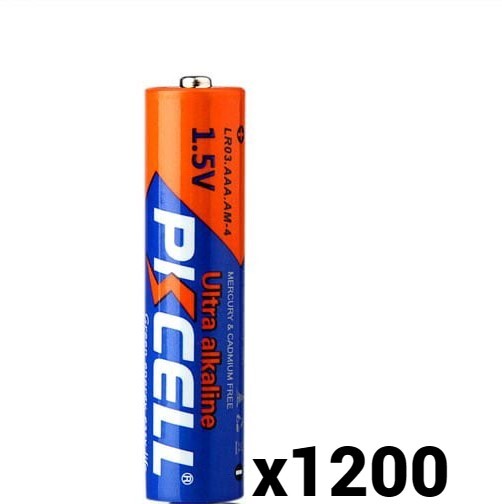 1200 PKCELL AAA BATTERIES ALKALINE 1.5V LR03 AM4 E92 24AC EXP 12-2033