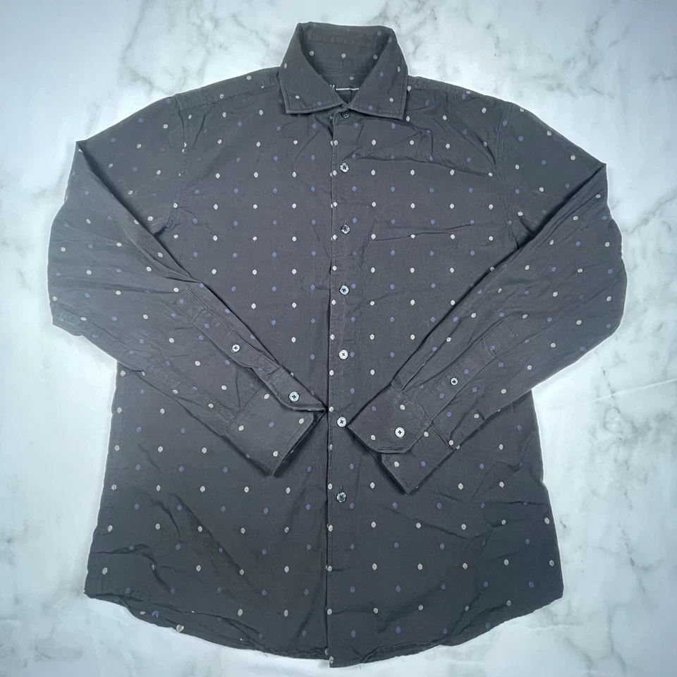 Camisa de vestir INC para hombre punteada calce ajustado manga larga negra talla M de EE. UU. Foto 2 de 4