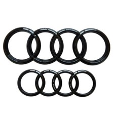 285mm Schwarz Glänzend Für Audi A4 A6 Q5 Q7 Satz V+H Gitter Abzeichen Ringe Logo