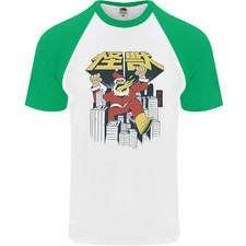 Santa Monster Japanese Christmas Xmas Mens S/S Baseball T-Shirt