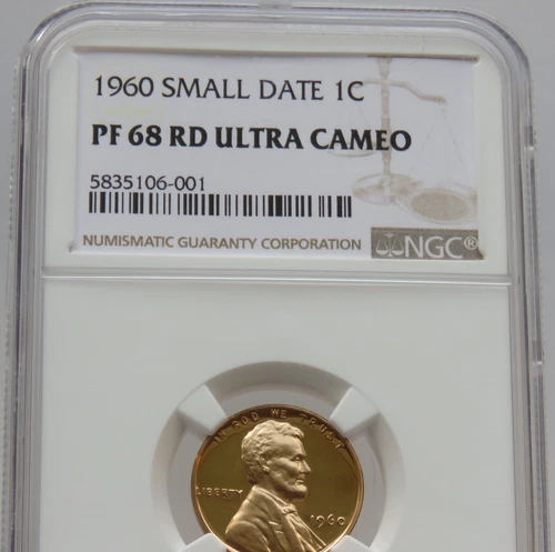 1960 LINCOLN MEMORIAL CENT PENNY SMALL DATE NGC PF 68 RD ULTRA CAMEO - F#6001