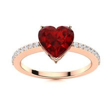 925 Sterling Silver Garnet Stone Solitaire with Accents Wedding Ring