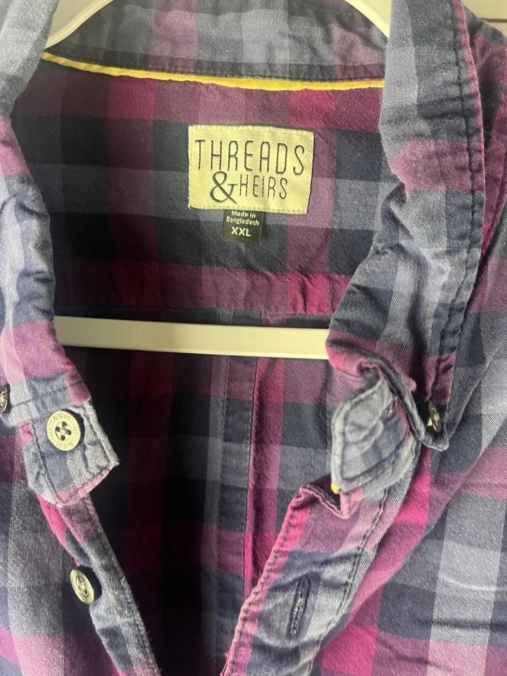 Threads & Heirs Button Up Shirt Mens XXL Purple Long Sleeve Casual Cotton Blend - Image 4 of 4