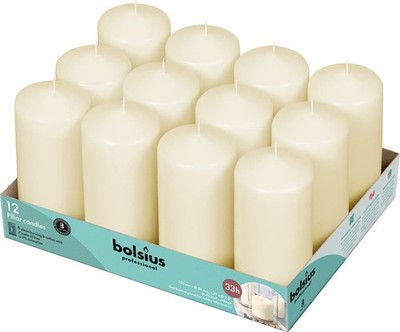 BOLSIUS Set of 12 Ivory Pillar Candles - 2.25-x 4.75 Inch Unscented Dripless ...
