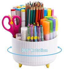 360-Degree Rotating Pen Holder, Desk Organizers and Accessories with Compartme