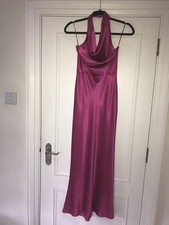 Zara Fuchsia Satin Halter Midi Dress Sz XS New 