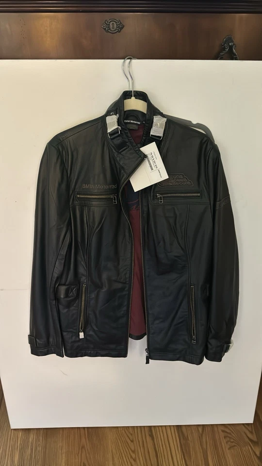 Jaqueta de couro preta nova com etiquetas BMW Heritage - Imagem 4 de 4