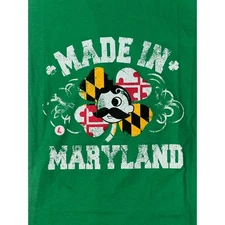 Natty Boh "Made in Maryland" T Shirt Irish Clover Graphic MD Flag Green Large