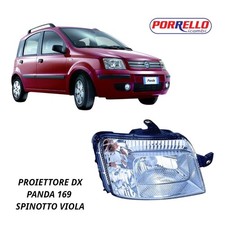 FARO ANTERIORE FIAT PANDA 169 PROIETTORE FANALE DESTRO DX H4 SPINOTTO VIOLA
