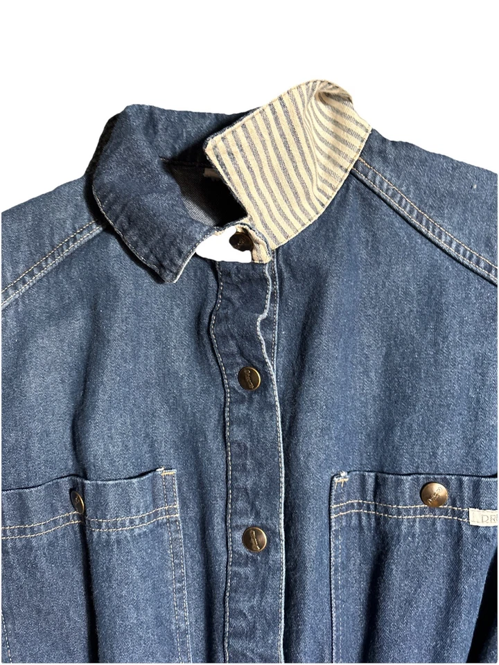 Vintage Dreams Denim Jumpsuit High Waist 1980s Small Blue Cotton Snap Closure - Image 4 of 4