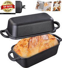 2 in 1 Cast Iron Bread Loaf Pan with Lid, Loa...