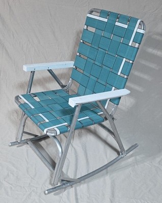 Vintage SUNBEAM Aluminum Webbed Folding Rocker Lawn Chair FREE SHIPPING ...