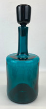 Vintage MCM Blenko Art Glass Joel Myers Peacock Color 6628 Decanter - 12 3/8