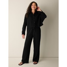 Eileen Fisher Women's Organic Cotton Doubleweave Straight Pant, Black