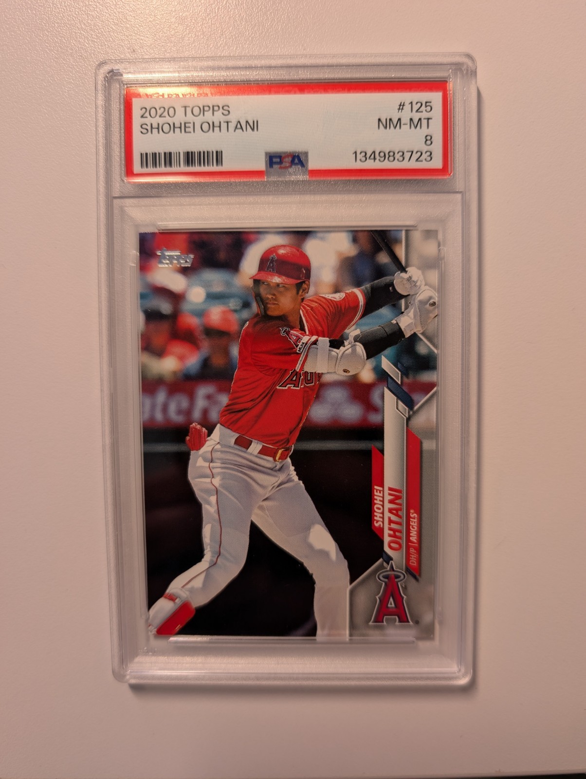 2020 Topps Shohei Ohtani #125 PSA 8 NM-MT Los Angeles Angels Baseball Card view 3