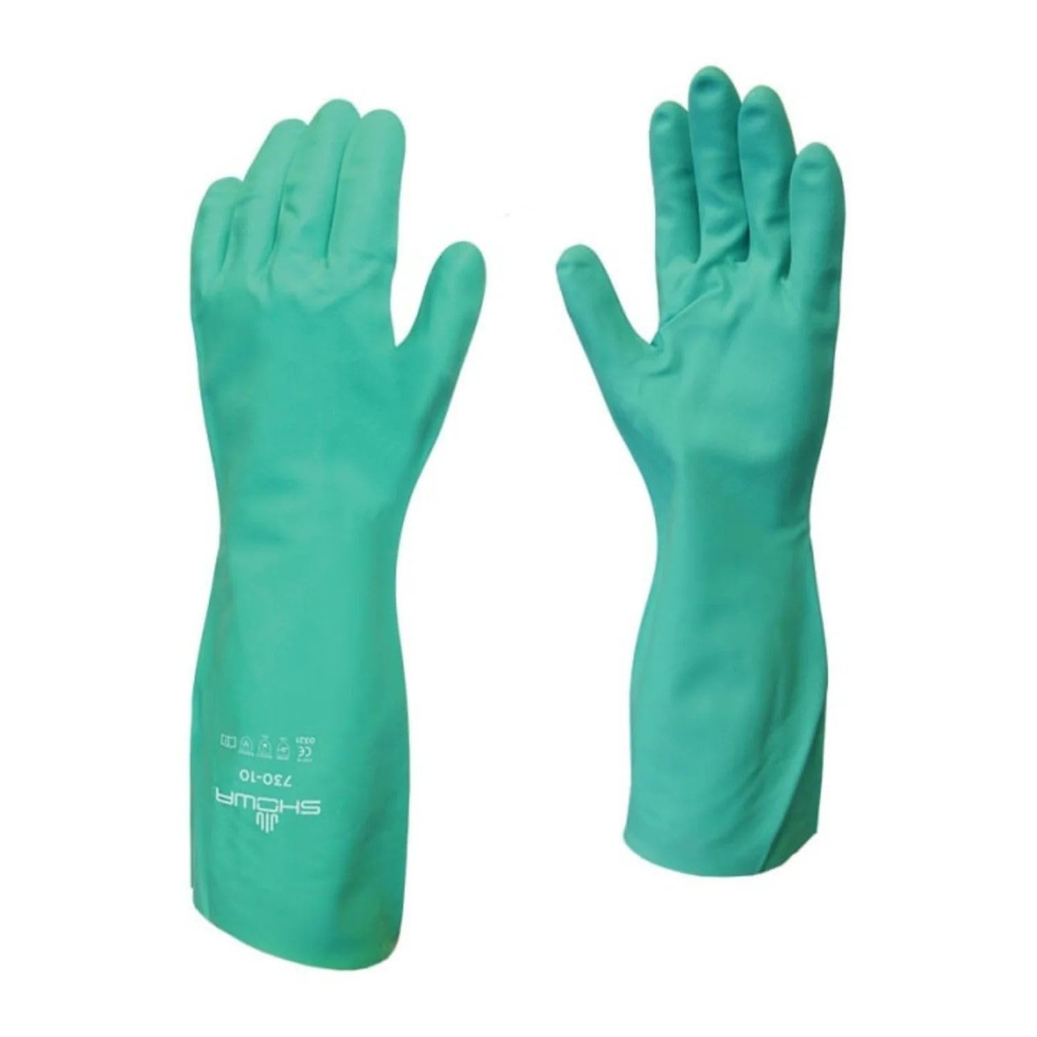 Green Nitrile Coated Protective Gloves Non Latex Chemical Resistant Showa 730