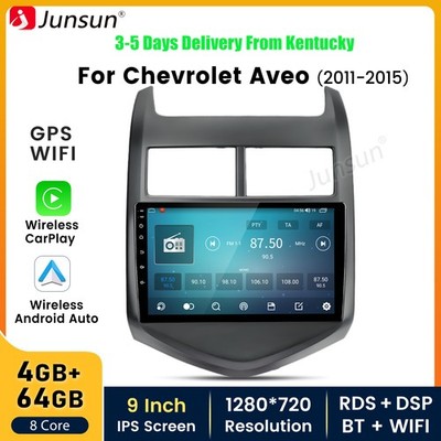 4+64G Android 15 CarPlay For Chevrolet Aveo 2 Sonic 2011-2015 Car Radio GPS Navi