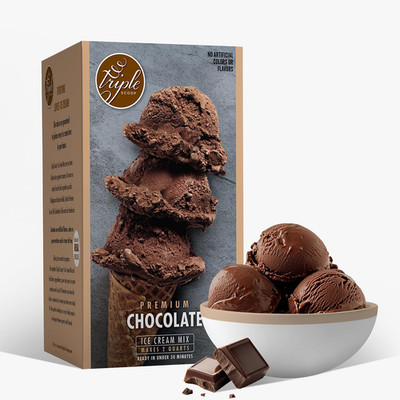 Triple Scoop Ice Cream Mix, Premium Chocolate, starter for use with home ice