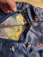 Vintage Peony Shanghai China Long Dress Royal Blue Womens Size  40 Traditional