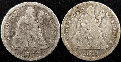 Lot of two Seated Liberty Dimes! 1877 and 1877 CC!
