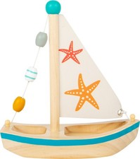 Small Foot 11658 Wooden Starfish Sailboat, Swimming Toy for Water, for Children