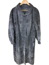 Persian Lamb Fur Coat Wiesbaden Biebrich Grey Long Size XL Vintage