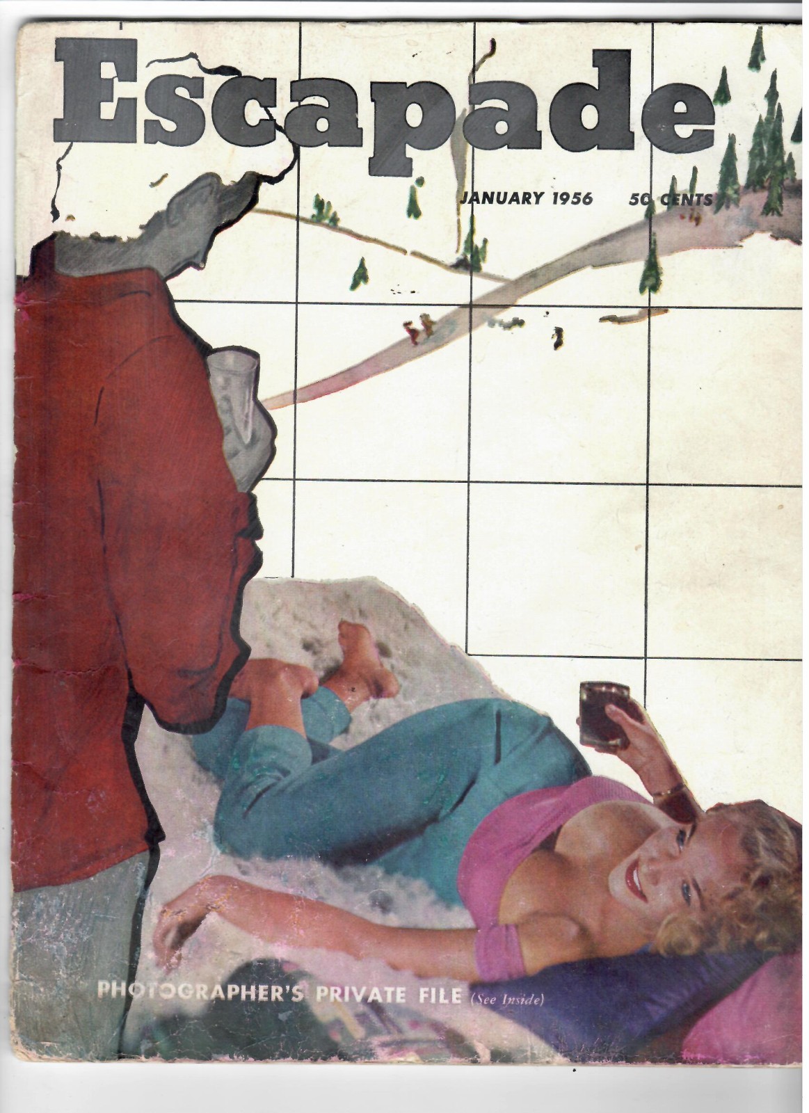 ESCAPADE #4 Men's Magazine Jan.1956 Figure Models, Fiction, Humor, Low Grade