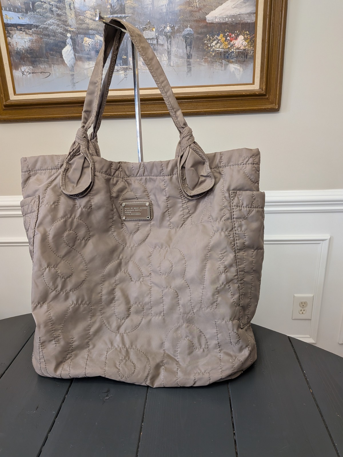 Marc by Marc Jacobs Black Nylon Quilted Shoulder with Two Side Pockets Tote