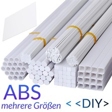 ABS Polystyrol Kunststoff Rohr Rund Vierkant Stab U/L/H Profil Streifen Platte