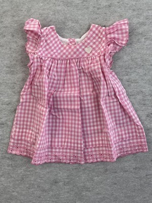 MONNALISA Gingham W/ Eyelet Detail Baby Dress * Size 9-12 Months
