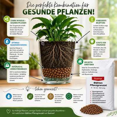 Blähton Mulch Drainage Ton Lava Schüttung Dämmung Hydrokultur 8-16 mm 50l Sack