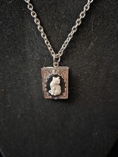 Cat Cameo Book Locket Necklace And Ring Fashion Jewelry New In Package