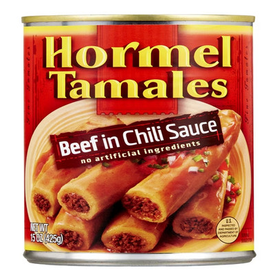 HORMEL Beef Tamales in Chili Sauce, Shelf Stable, 15 Oz Steel Can, (4 pack)