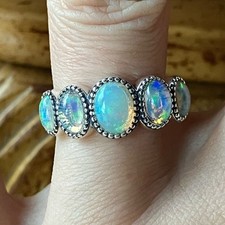Natural Ethiopian Opal Sterling Silver Ring Size 7