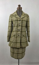 Pendelton Vintage 60's Women's Green Plaid 100 Wool 2-Piece Blazer Skirt Set 8