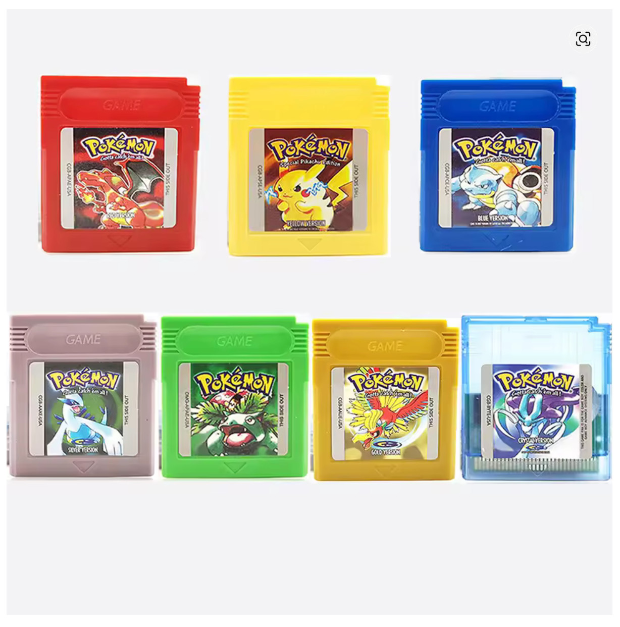 Cartuccia Pokemon GBC scheda gameboy color Rosso Blu Cristallo Oro Verde Argento