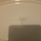 Buffalo Oval Ceramic Platter Green Trim 13 in White Glossy Pottery — photo 3