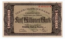 Banknote Die Sächsische Bank zu Dresden 5 Millionen Mark 1923