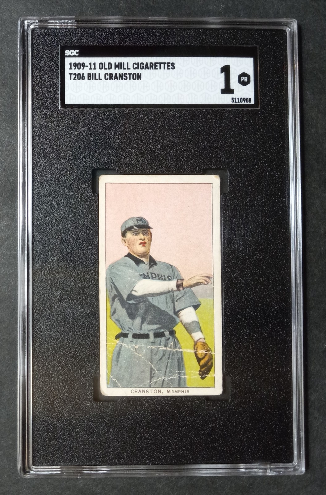1909-11 T206 - Bill Cranston - Southern League - OLD MILL - SGC 1 PR