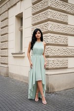 Azazie Light Green Sleeveless Bridesmaid Dress Size A6