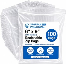 6" x 9" Clear Reclosable Zip Poly Bags - 100 Count Quart Size Storage
