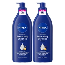 NIVEA Essentially Enriched Body Lotion For Dry Skin, Pack of 2, 16.9 Fl OZ Pump.
