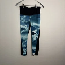 Xersion Women’s Medium Black Blue Fitness Leggings Gym EUC D4