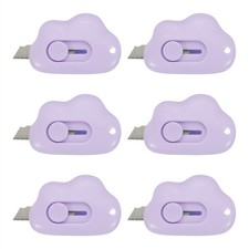 6 Pcs Cloud Shaped Retractable Box Cutters, Purple 2.4x1.5Inch 