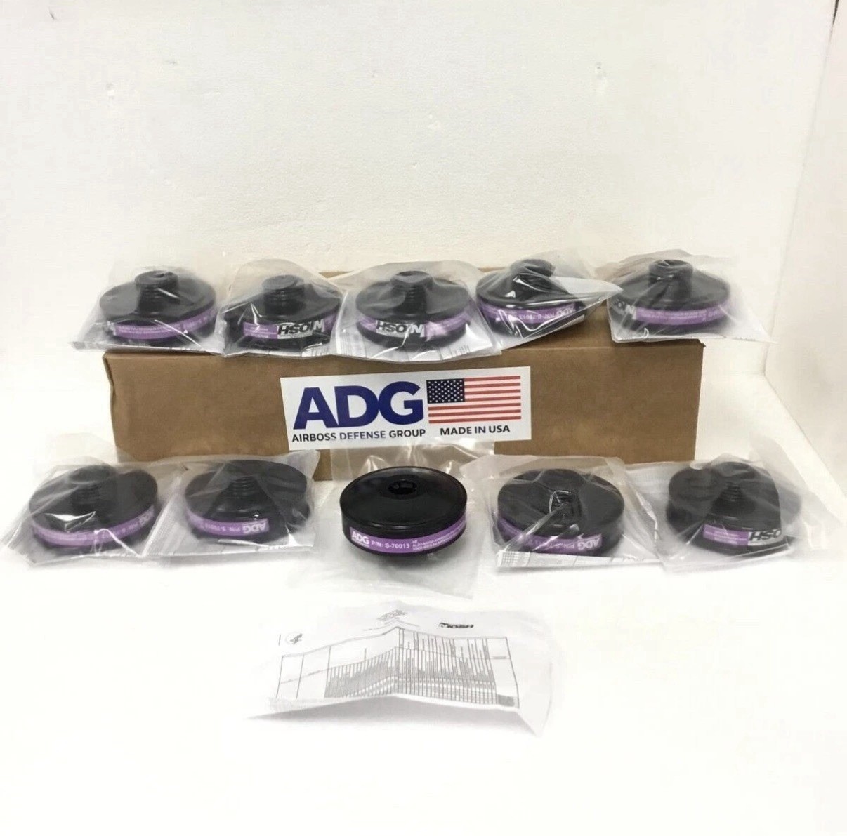20 NEW AirBoss FlexAir 40mm HE2 Respirator gas Filter Cartridge Niosh S-70013