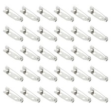 30 Pcs Silver Safety Pins Clasp with Holes, Brooch Badge Bar Pins for DIY 20mm 