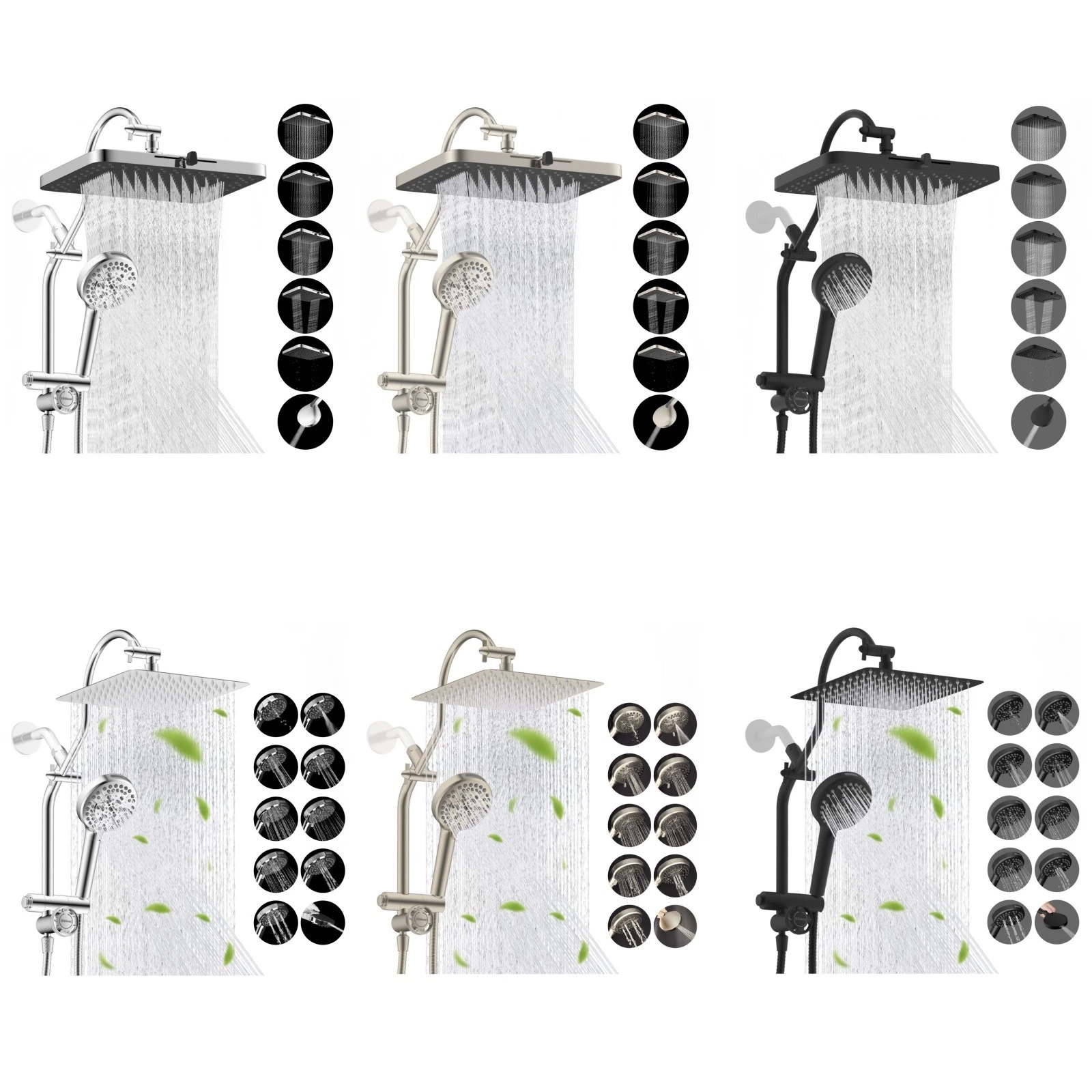 13/12/10 Inch High Pressure Rain Shower Head with 10 Modes Handheld Spray Combo
Opens in a new windo