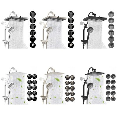 13/12/10 Inch High Pressure Rain Shower Head with 10 Modes Handheld Spray Combo